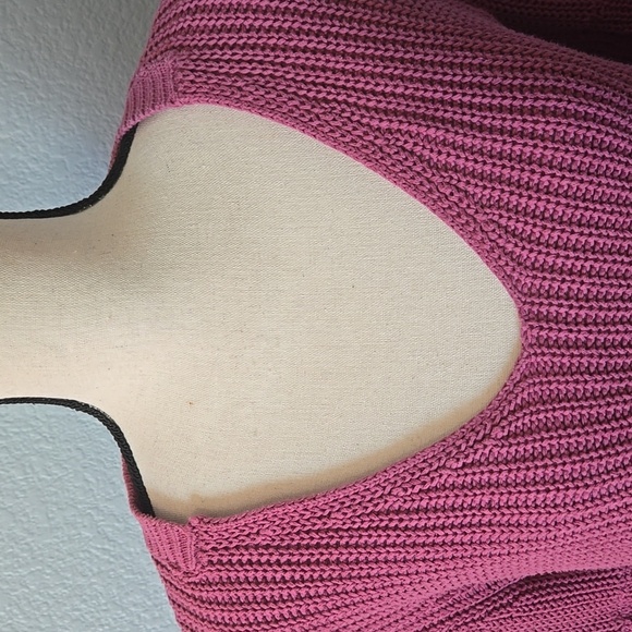 FREE PEOPLE Damsel Cotton Flare Sleeve Sweater Pink Sz Small - Picture 3 of 12